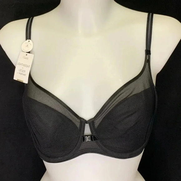 CHANTELLE Black Lightweight Mesh Underwire Bra Size 30D - Picture 2 of 12